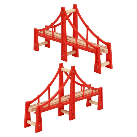 LOLIPPYY 2-Pack Red Plastic Train Track Bridges for Kids, Toy Bridge Set for Christmas