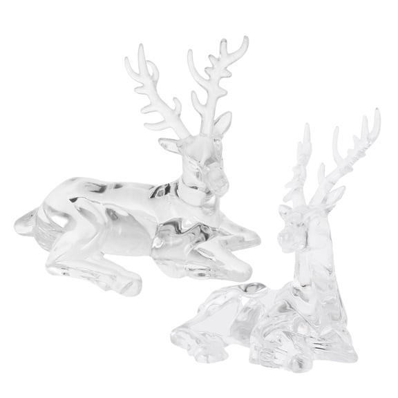 LOLIPPYY 2Pcs Transparent Acrylic Deer Statue Christmas Table Centerpiece Reindeer Decor