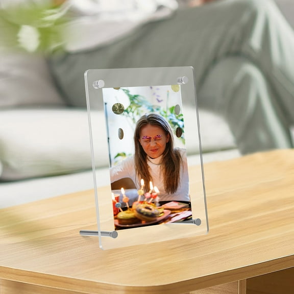 LOLIPPYY 2Pcs Transparent Desk Picture Frames Versatile Acrylic Poster and Postcard Display with Easy Setup