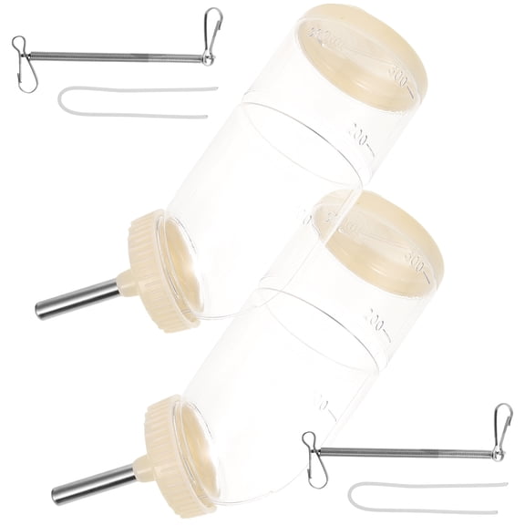 LOLIPPYY 2Pcs Transparent Pet Bottle Dispenser with Hanging Design Anti Leak for Hamster Rabbit and Small Animals