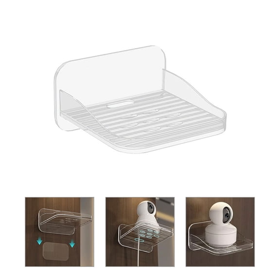 LOLIPPYY 2Pcs Transparent Wall Mounted Shelf No Drill for Security Camera and Router Storage