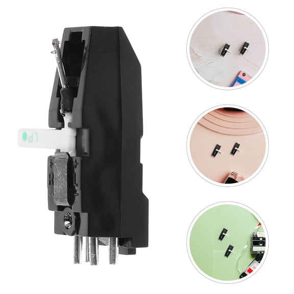 LOLIPPYY 2Pcs Turntable Cartridge Replacement with Dual Side Stylus Needle for Vinyl Record Player in Black