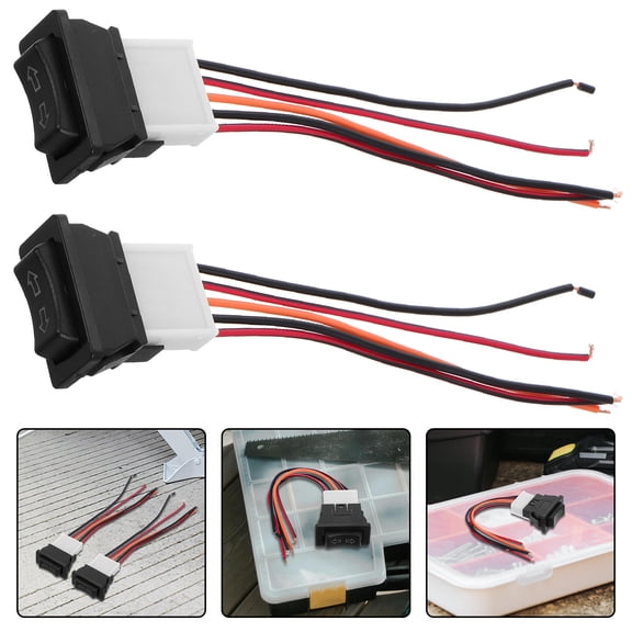 LOLIPPYY 2Pcs Universal Car Power Window Switch Kit with Wiring Harness for Automotive Door Control