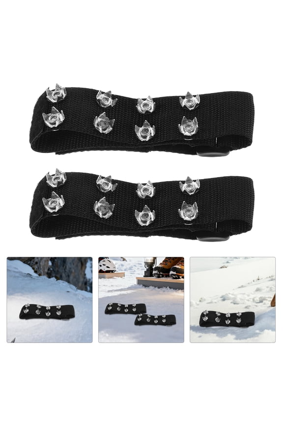 2-Pack Universal Ice Traction Cleats for Hiking Boots with Adjustable Winter Spikes and Grip