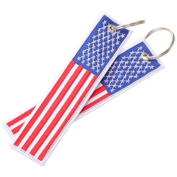 LOLIPPYY 2Pcs Usa Flag Key Tags Durable Stainless Steel Keychain for and Everyday Use