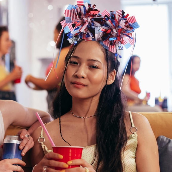 LOLIPPYY 2Pcs Usa Flag Patriotic Headbands Lightweight Fabric Hair Accessories for 4th of July Party