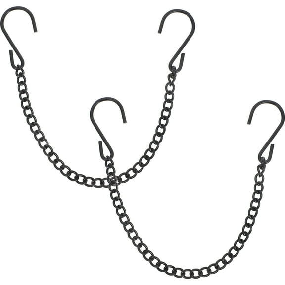 LOLIPPYY 2-Pack Black Metal Hanging Chains with Hooks for Plants, Picture Frames, Decorative Baskets, and Home Dcor