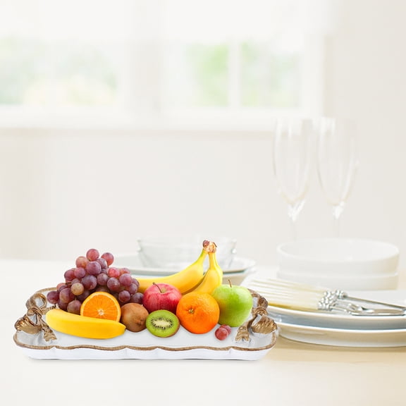 LOLIPPYY 2Pcs Versatile White Resin Serving Plate with Bow Design for Table Decor