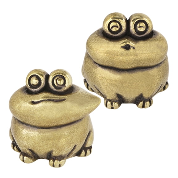 LOLIPPYY 2Pcs Vintage Brass Frog Figurines Retro Style Cute Mini Frog Indoor Decoration Office Decor