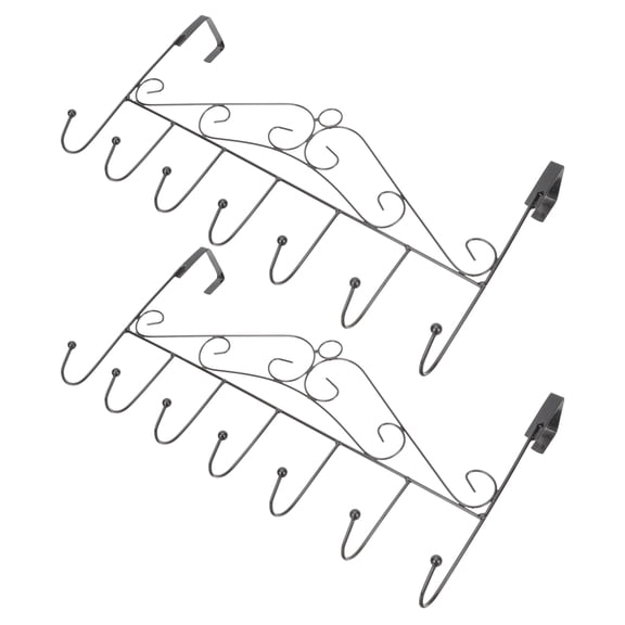 LOLIPPYY 2Pcs Wall Mount Door Hooks Iron Black Hanging Rack for Backpacks Purses