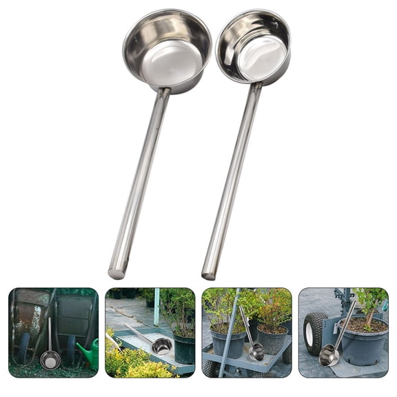 LOLIPPYY 2Pcs Water Ladle Reusable Dipper with Long Handle Stainless Steel for Gardening