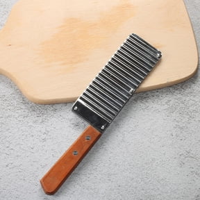 LOLIPPYY 2Pcs Wave Shaped Potato Cutter Stainless Steel and Wood French Style Slicer for Kitchen Use