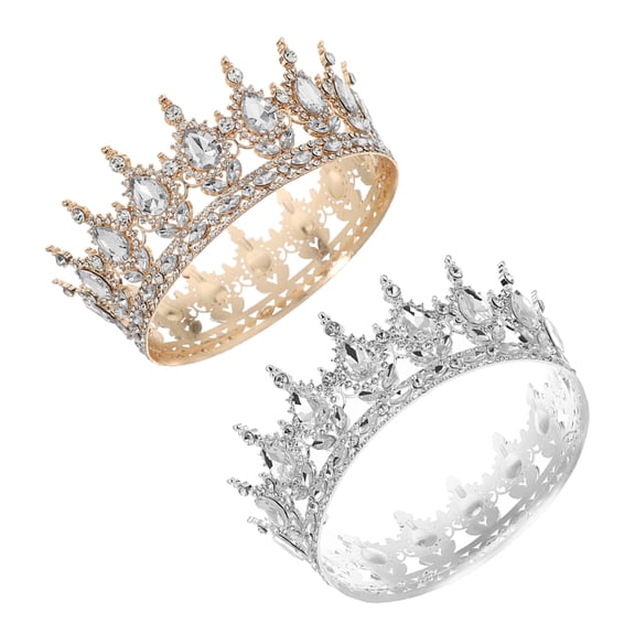 LOLIPPYY 2Pcs Wedding Tiara Crown Alloy Rhinestone Headwear for Bridal Party and Photography Scenes