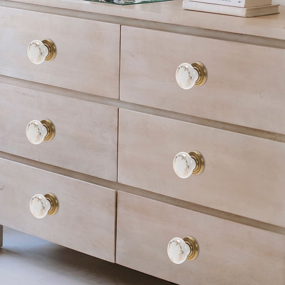 LOLIPPYY 2Pcs White Ceramic Cabinet Pulls Sturdy Round Handles for Kitchen and Home Drawers