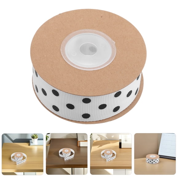 LOLIPPYY 2-Pack White Polka Dot Wired Ribbon for Party Decorations, Wrapping, and Crafting Projects