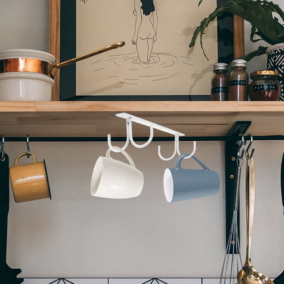 LOLIPPYY 2-Pack Under Cabinet Mug Holder, White Iron Coffee Cup ...