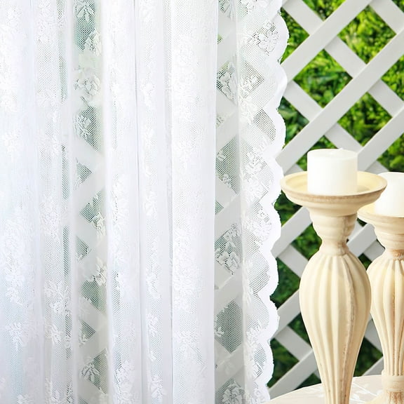 LOLIPPYY 2Pcs White Lace Curtains Sheer Drapes for Decorative Window Covering At Home