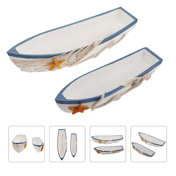 LOLIPPYY 2Pcs White Mediterranean Sailboat Model Decor for Unique Desktop Ornament