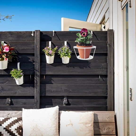 LOLIPPYY 2Pcs White Metal Flowerpot Bracket Hanging Bonsai Basket Plant Stand Hook for Home Balcony Tabletop