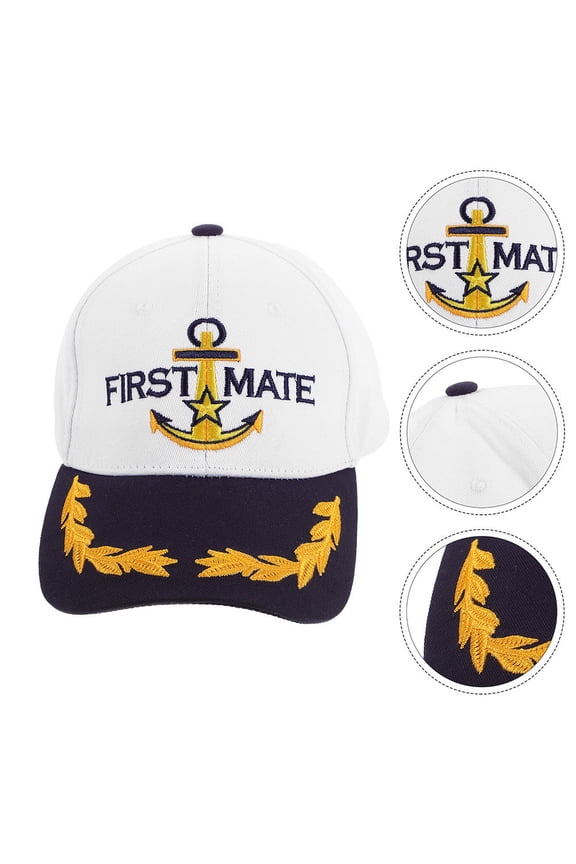 2Pcs White Nautical Sailor Caps with Adjustable Fit Breathable Cotton for Summer Travel and Sport