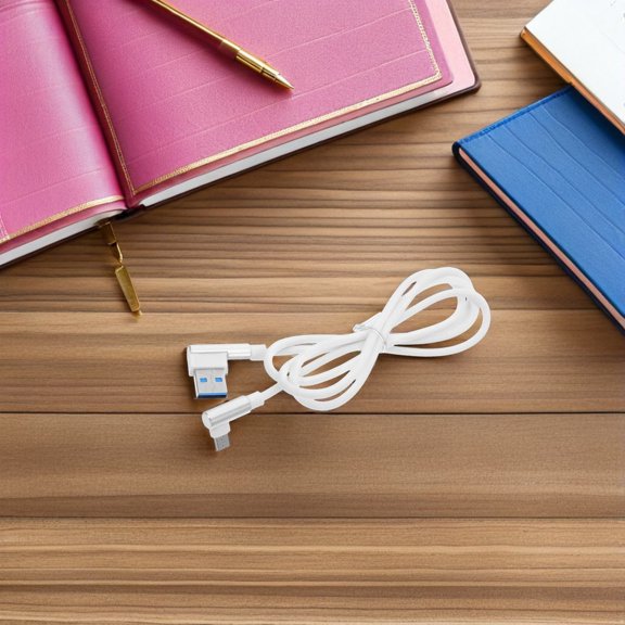 LOLIPPYY 2-Pack White Nylon USB Fast Charging Cables with Double Elbow for Smartphones and Tablets