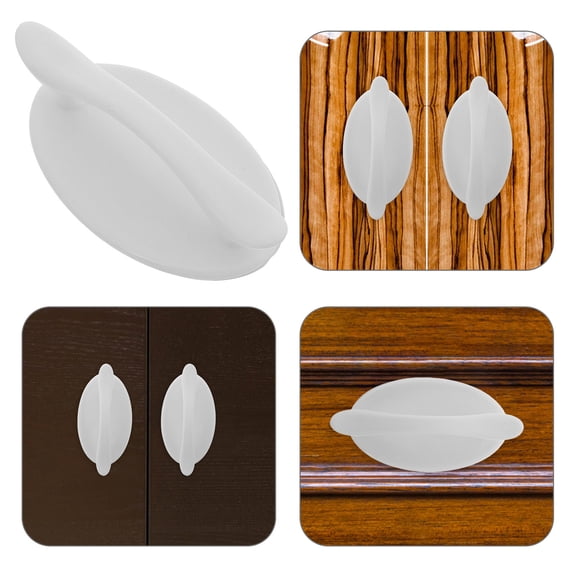 LOLIPPYY 2Pcs White Plastic Push Pull Handles for Bathroom and Kitchen Glass Doors with Strong Adhesion