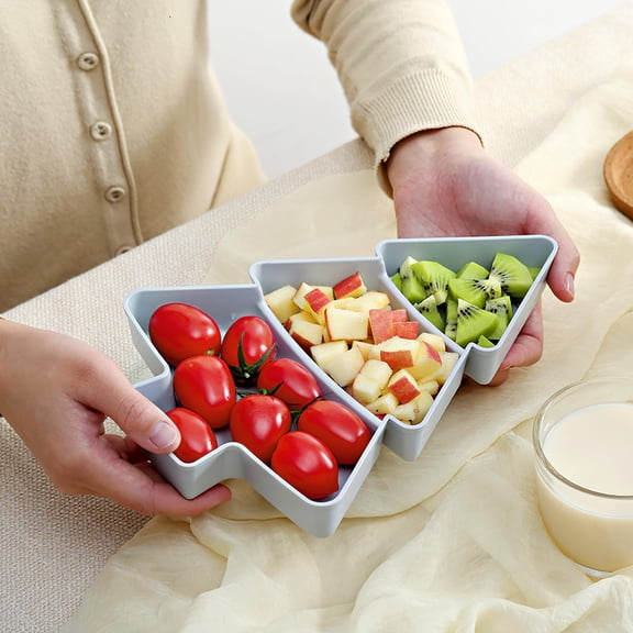 LOLIPPYY 2Pcs White Plastic Snack Tray with Multiple Compartments and Mobile Phone Holder