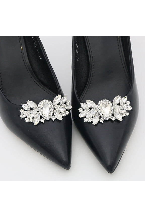 2Pcs White Shoe Accessories Decorative Clip on Shoe Jewelry for Pumps and Scarves