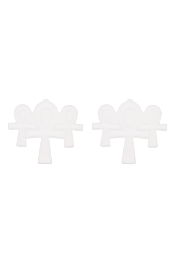 2Pcs White Silicone Cross Pendant Mold for DIY Keychain Craft Making Durable Flexible Mold