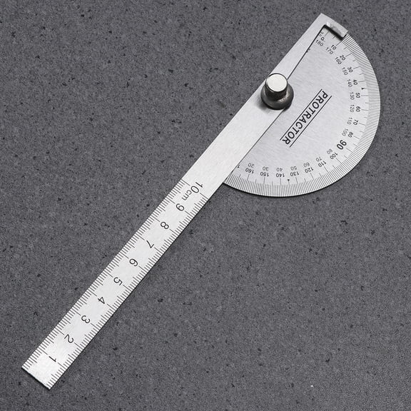 LOLIPPYY 2Pcs White Stainless Steel Protractor Universal Angle Finder Ruler for Math and Drawing