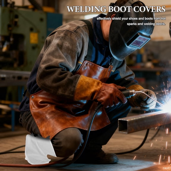 LOLIPPYY 2Pcs White Welding Boot Covers with Reinforced Stitching Shoe Protectors