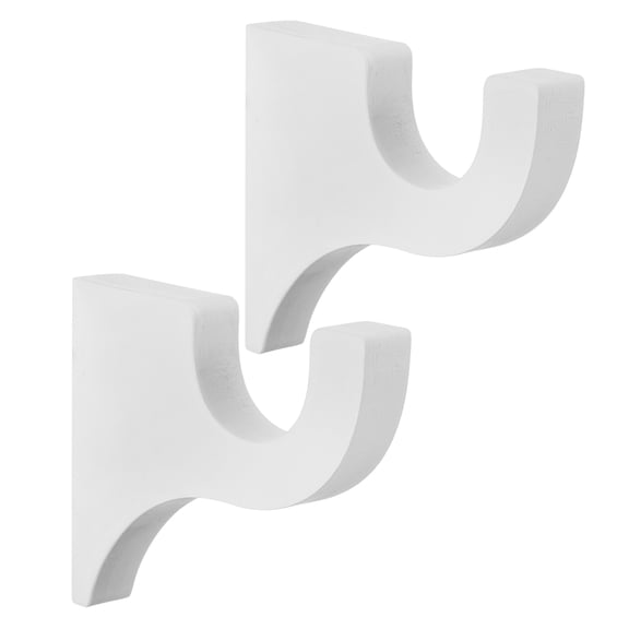 LOLIPPYY 2Pcs White Wooden Drapery Rod Brackets with Elegant Natural Wood and Robust Construction