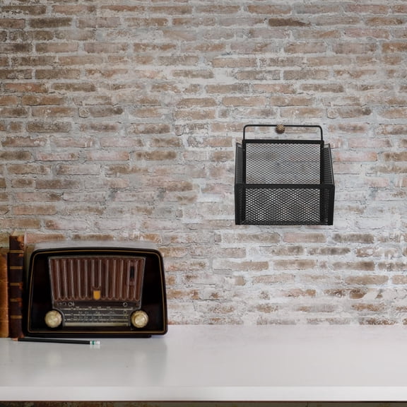 LOLIPPYY 2Pcs Wire Mesh Document Holder Black Wall File Storage Organizer for Office Desk