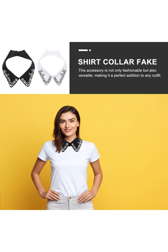 2-Pack Women's Detachable Fake Shirt Collar Blouse Accessories, Assorted Colors for Stylish Layered Fashion Look