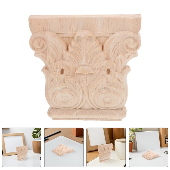 LOLIPPYY Solid Wood Corbels European Elegance Intricate Carving Light Yellow 2Pcs