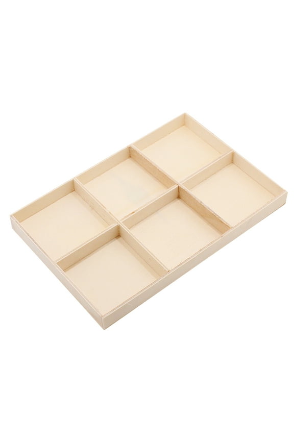 2Pcs Wooden Box for Pendant Storage Multi Compartment Jewelry Case Natural Beige Texture