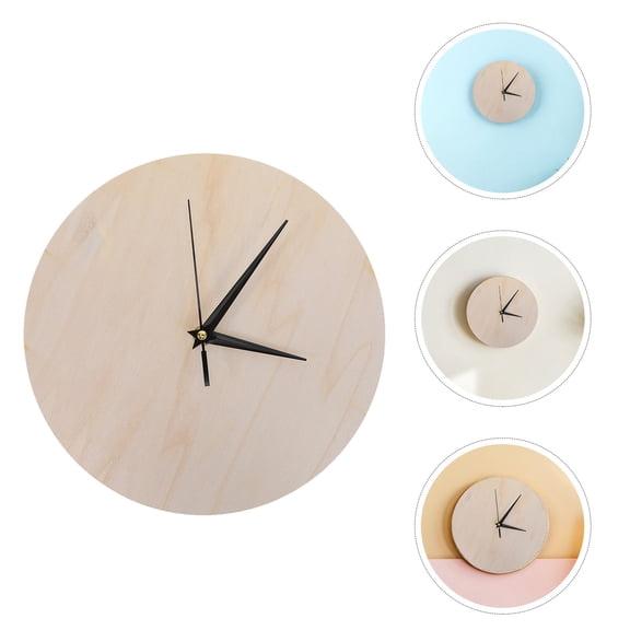 LOLIPPYY 2-Pack Wooden Clock Faces Round Beige Blanks for Painting Wall Clock Replacement Kit