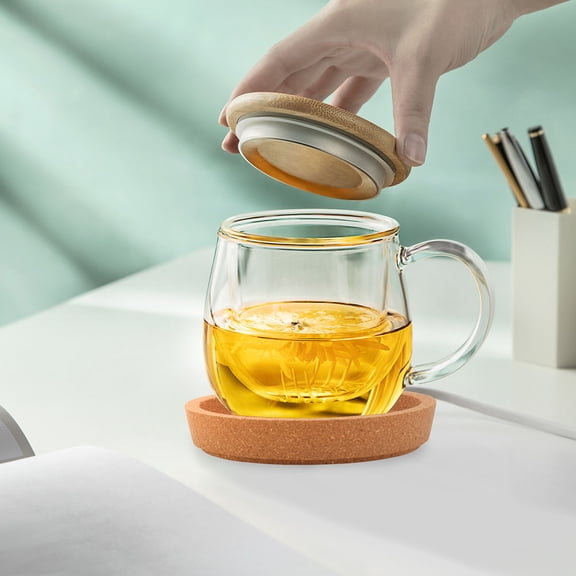 LOLIPPYY 2Pcs Wooden Cork Cup Mat Heat Insulated Coaster for Desktop Protection and Water Resistance