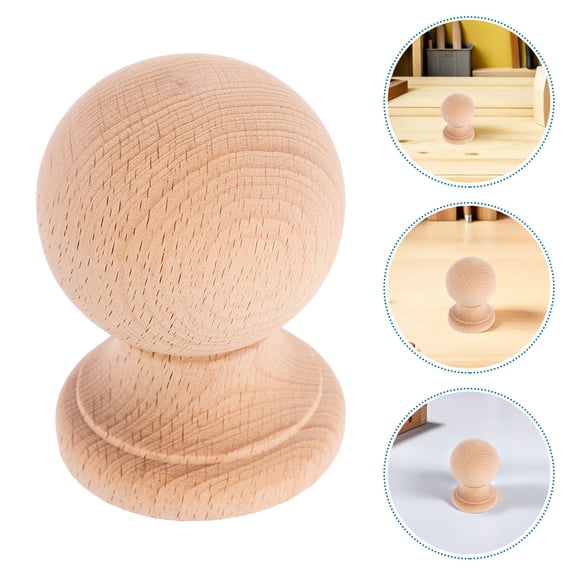 LOLIPPYY 2-Pack Unfinished Wooden Post Finials in Beige, Decorative Wood Toppers for Stair Railings and Fence Posts