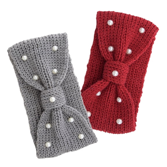 LOLIPPYY 2Pcs Woolen Chunky Knit Headbands For Women Bowknot Hair Accessory for Hiking