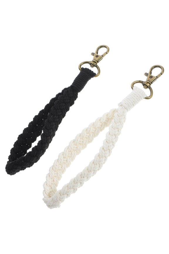 2Pcs Woven Cotton Rope Keychains Wristlet Keychain Pendant Decorative Hanging Charms