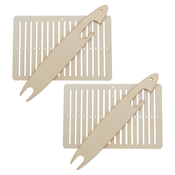 LOLIPPYY 2Set Beige Wooden Bracelet Braiding Board with Shuttles for Craft Weaving