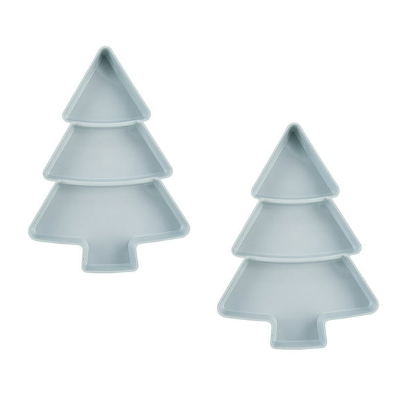 LOLIPPYY 2-Pack Holiday Christmas Tree Fruit Plates with Plastic Compartments for Party Serving and Festive Gatherings
