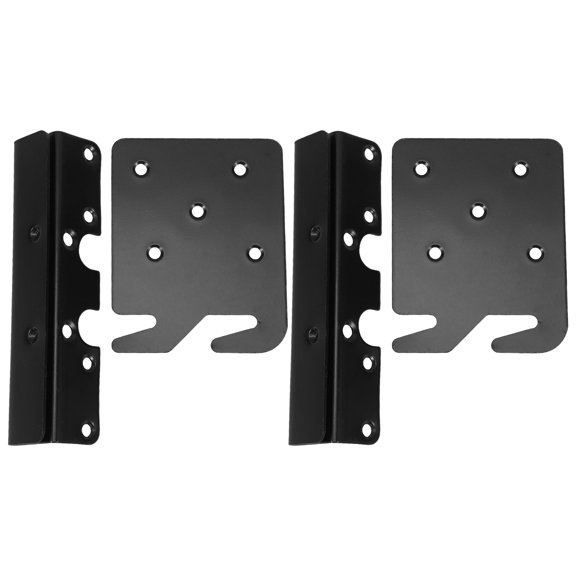 LOLIPPYY 2Set Heavy Duty Black Metal Bed Frame Post Bracket Double Hook Slot Bed Rail Attachment Hardware