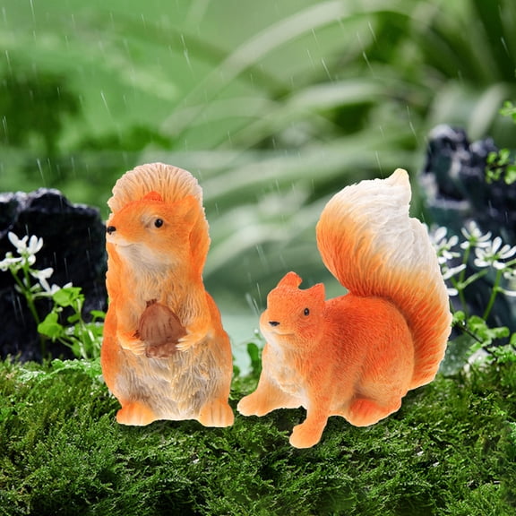 LOLIPPYY Resin Squirrel Figurines 2-Pack for Garden and Home Decoration, 5.3x2.8cm Each