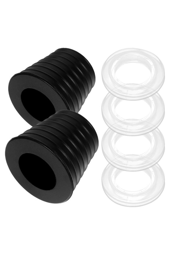 2Sets Black Rubber Patio Umbrella Cone Wedge and Hole Ring for Table Pole Support