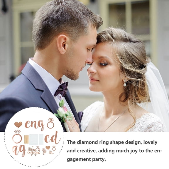 LOLIPPYY 2Sets Engaged Cake Topper and Party Banner Set Plated Gold Paper Decor for Elegant Engagement Celebrations