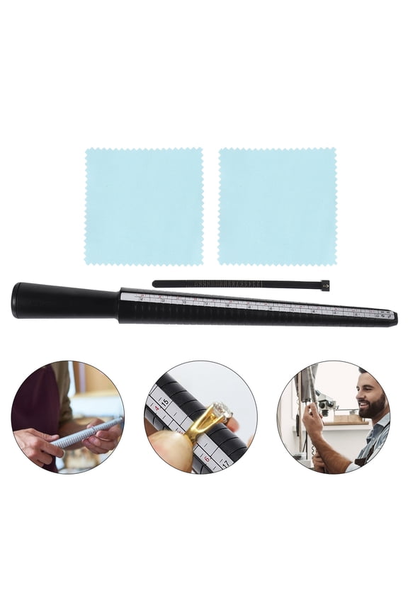 2Sets Finger Ring Rulers Us Size Ring Gauge Black Lightweight Measuring Tool for Rings