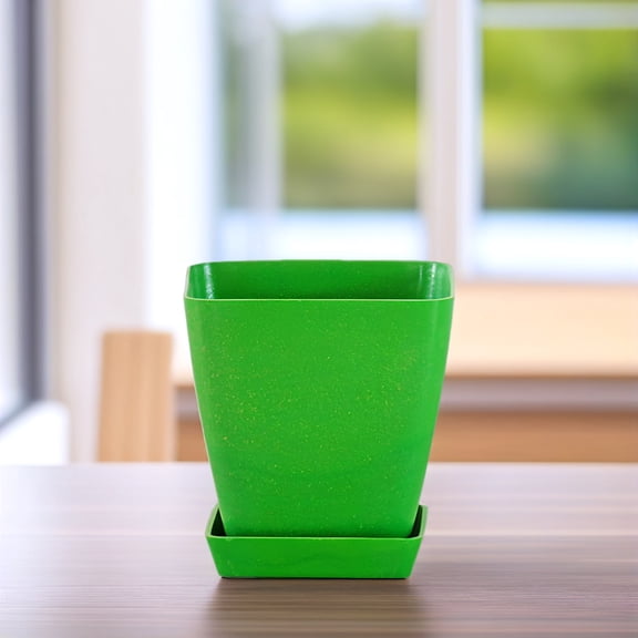 LOLIPPYY 2Sets Green Bamboo Fiber Planting Pots Small Succulent Flower Pots for Unique Home Decor