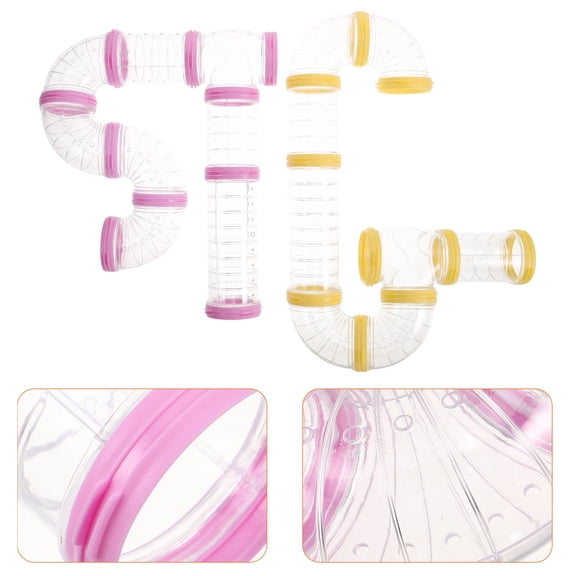 LOLIPPYY 2-Pack Hamster Cage External Pipe Tunnel with Transparent Plastic for Guinea Pigs and Small Pet Accessories